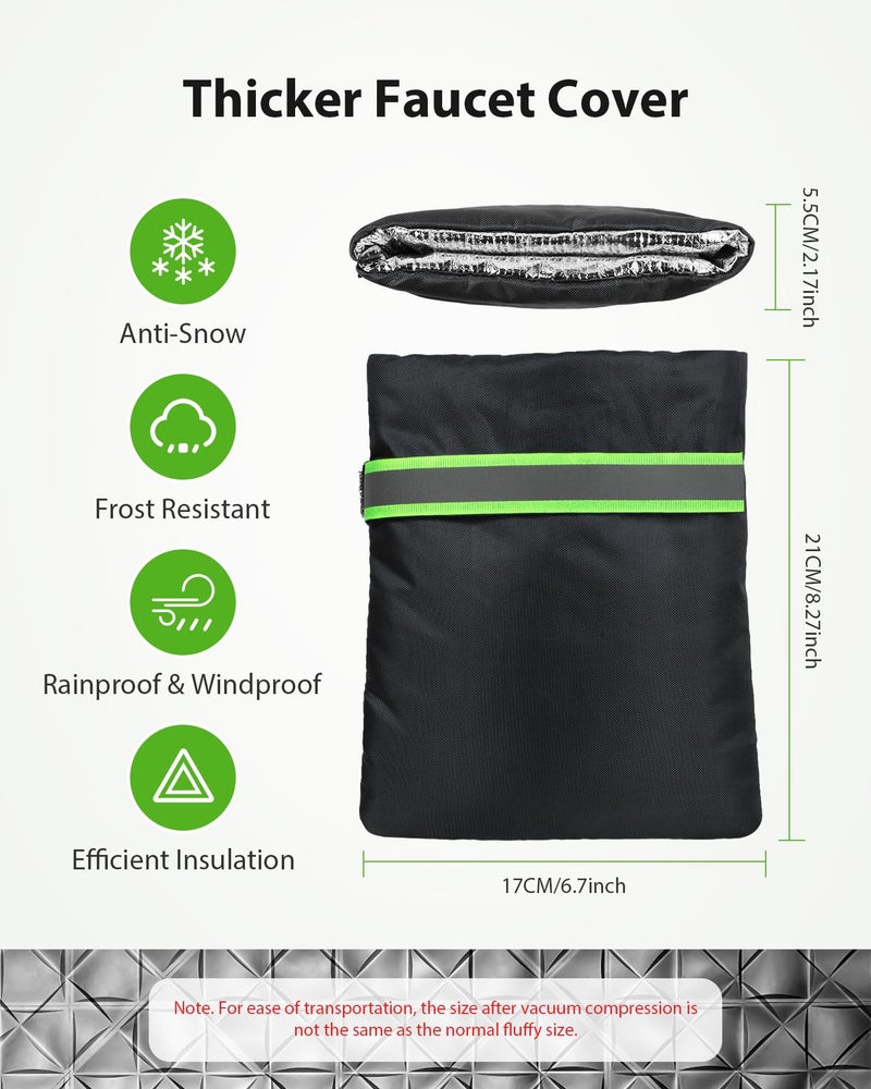 Kanosan Outdoor Faucet Covers for Winter Freeze Protection, Kanosan 8.3""H X 6.7""W Thickened Reflective Outside Spigots Covers Hose Bib Insulated Sock for Winter Cold Weather, 4 Pack Black - Image 2